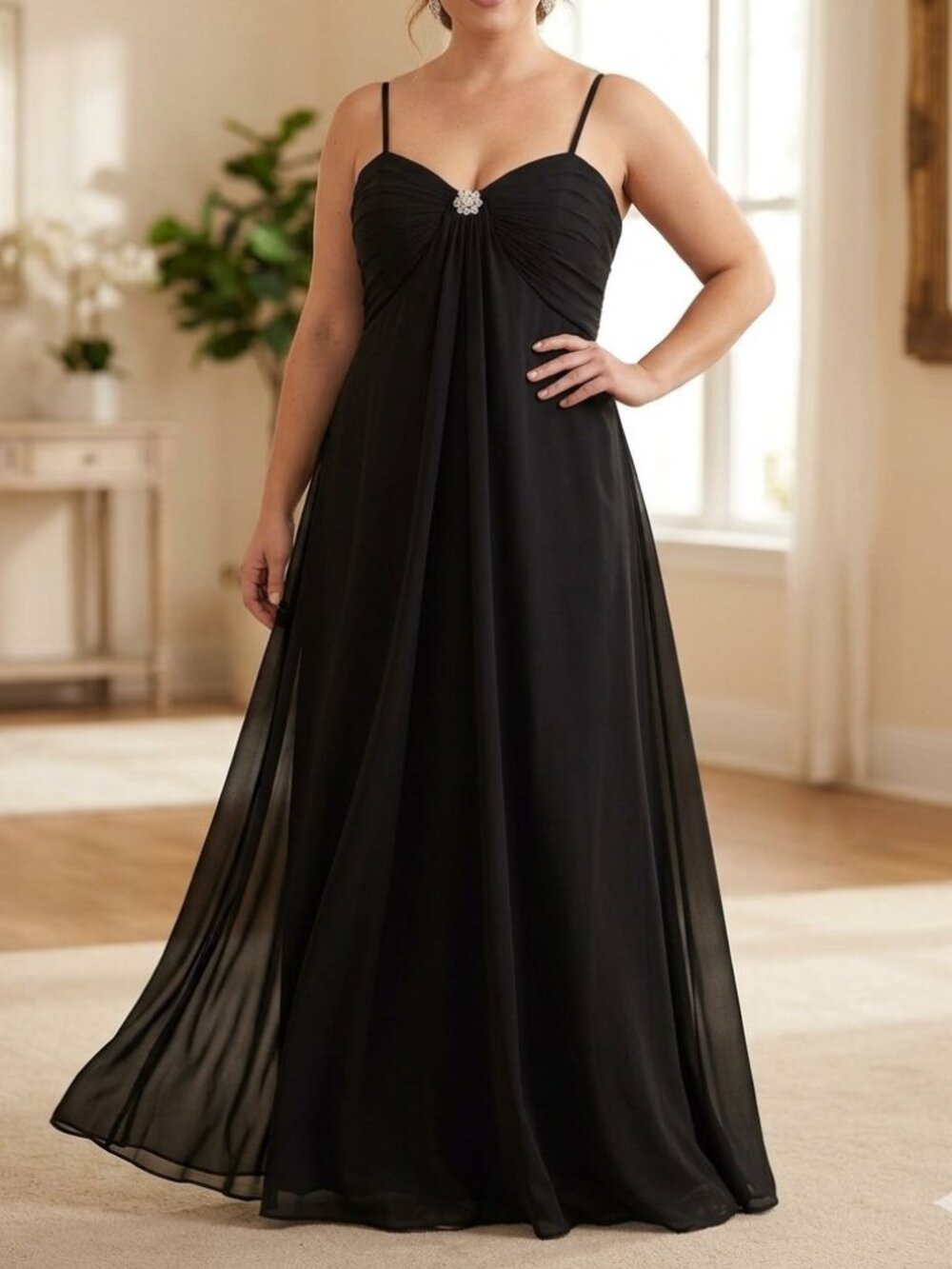 Pretty Maids Rhinestone Brooch Chiffon Bridesmaid Dress Gown 12